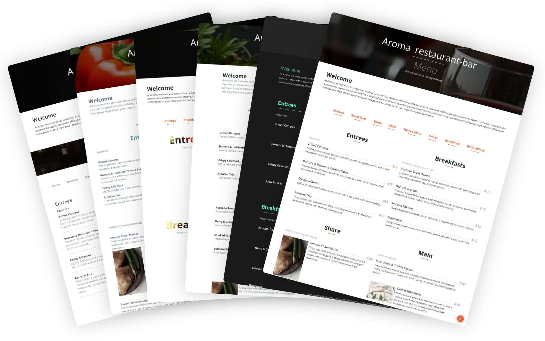 Online menu site